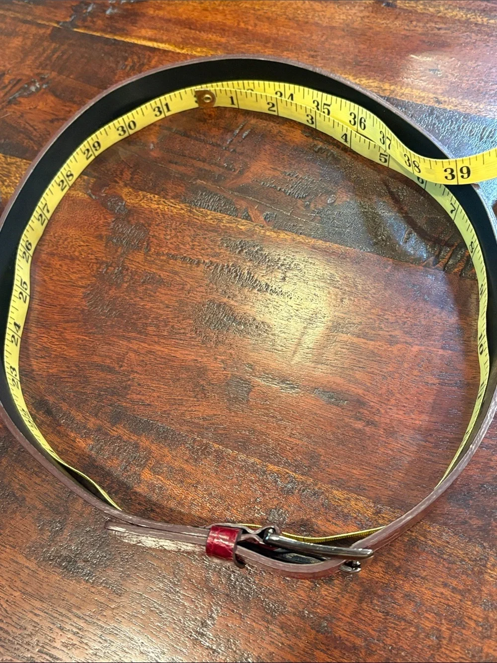 Vintage Ralph Lauren Burgundy Red Genuine American Alligator Leather Belt Medium